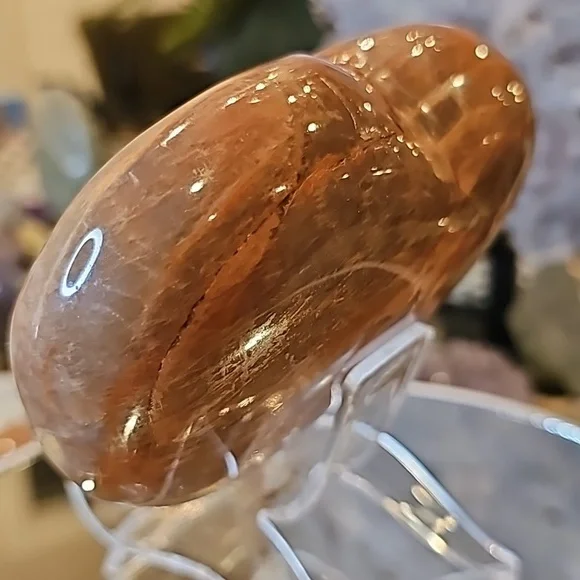 Peach Moonstone Heart- Huge 4.5" x 4.2" and 1.7 pounds